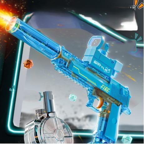 Black And Blue Desert Eagle Linkage Electric Water Gun With Flame Backlight Effect, Suitable For Summer Water Activities, Super Fun